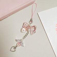 1PC Y2k Fashion Charming Bow Angel Wings Mobile Phone Chain, Women's Jewelry Accessories Are Suitable For Decorating Mobile Phones, Bags, Wallets, Furniture And Decoration Accessories. Come And Buy Them