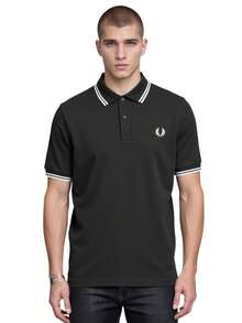 FRED PERRY POLO MC TWIN TIPPED - 黑色 - 查看 2