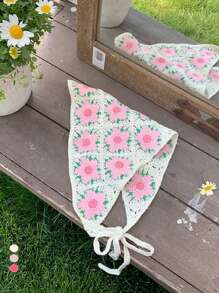 1 Stück französischer Dopamin-Ditsy-Blumenmuster-Bandana-Haarreif, ländlicher Sommerstil Kopftuch für Frauen, ästhetischer kleiner Gänseblümchen Haaraccessoire für Strandfotoshootings, Frühling/Herbst, Haaraccessoire