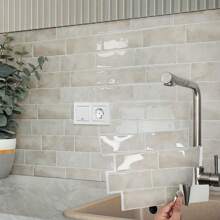 4/10/20 piezas Sencillos adhesivos de pared con apariencia de ladrillo 3D imitación de mármol - Azulejos autoadhesivos a prueba de aceite y humedad, aptos para salpicaderos/renovación de paredes/decoración de baños y comedores