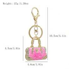 Mini Handbag Enamel Keychain Shiny Rhinestone Key Ring Wallet Bag Backpack Car Pendant Decoration Women's Gift - Họa tiết mây trắng - Xem 4