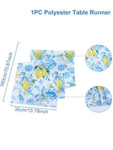 1pc Lemon Pattern Table Runner, Eucalyptus Leaf Lemon Daisy Print, Rectangular Farmhouse Style Home Kitchen Decor Tablecloth, Minimalist And Elegant, Suitable For Home Kitchen Decor, Event Party Decor, Summer Decor - Lemon B - View 3