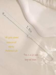 14K Gold-Plated Beaded Bracelet Delicate Gold Cross Bracelet 14K Gold-Plated Pearl Bracelet Set Waterproof Chain Bracelet Women's Gold Jewelry, Baptism Gift - Cross - View 9