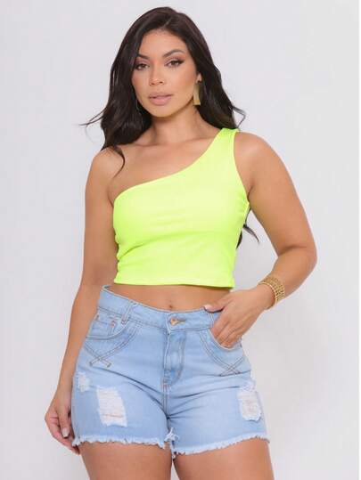 Shorts Feminino Jeans Cintura Alta Casual Elegante Moda Verão Com Bolsos