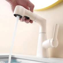 1个带抽拉式喷头的浴室水槽龙头，冷热水龙头，适用于盥洗台水槽，包含23.62英寸供水软管 - 彩色 - 查看 5