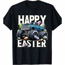 Happy Easter Monster Truck Easter Eggs Hunt  T-Shirt - Black - View 1