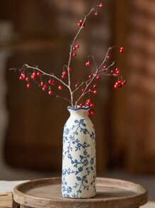 Nowy chiński retro ceramiczny mały wazon na kwiaty, smukły salon, kompozycja z suchych kwiatów, dekoracja hydroponiczna, wysokiej klasy niebieski i biały porcelanowy wazon na kwiaty