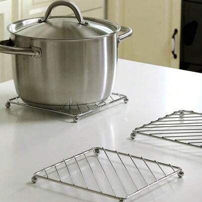 1 方形/圆形耐热厨房桌垫、杯垫、加厚不锈钢锅垫、隔热垫架、家用厨房多用途蒸架、防烫碗碟架、多用途沥水架