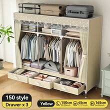 Mesh Fabric Wardrobe With Drawers, Simple Portable Closet Cloth Cabinet For Rental House/Bedroom/Dorm, Economic & Durable - Multicolor - View 12