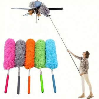 Procurement, 1pc Microfiber Dusting Brush, Extendable Handheld Duster, Electrostatic Absorption, Effortlessly Dust, Non-scratch Protective Duster Brush, For Home Air Conditioner, Car, Kitchen, Bathroom Cleaning, Household Cleaning Tool