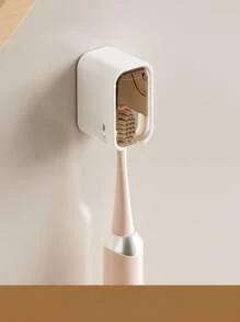 1 pièce Étagère pour brosse à dents Montage mural sans perforation avec couvercle Porte-brosse à dents anti-poussière Étagère de rangement dentaire Décoration de salle de bain Décoration d'automne Retour à l'école