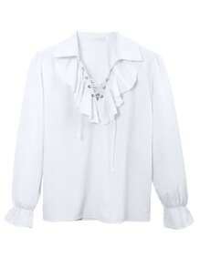 Men's Halloween Medieval Ruffle Cuff Long Sleeve Shirt