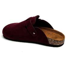 Open-Toe Comfortable Wooden Clogs With Adjustable Buckle And Ergonomic Insole - Burgundy - View 3