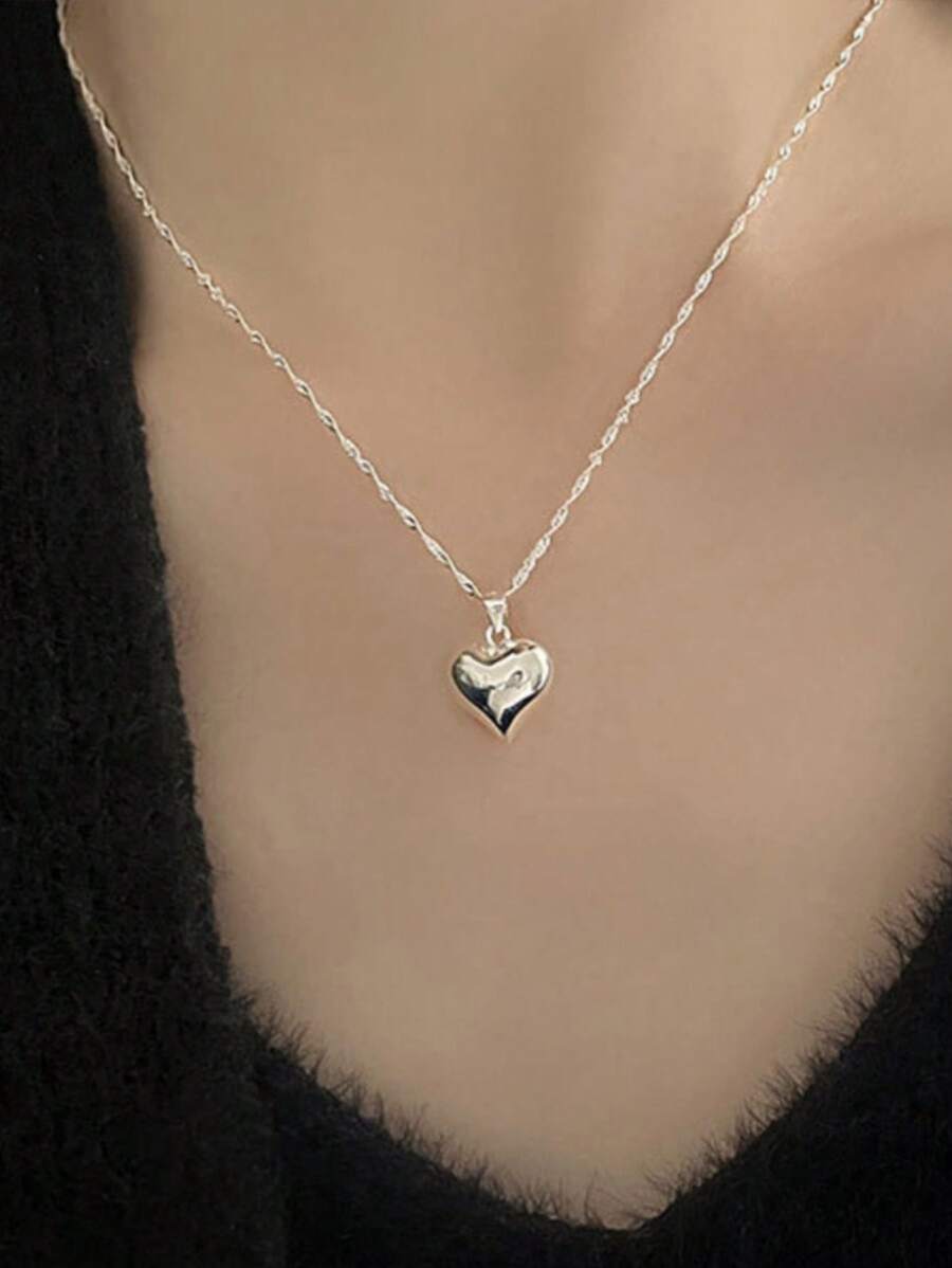 1pc Coração Forma Borlas Colar Ajustável Para Mulheres, Design Minimalista Delicado