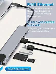 8 In 1 Port Docking Station USB Type C HUB To HDM 4K-Compatible RJ45 SD&TF Card Reader USB 3.0 PD 87W Adapter Splitter For Laptop PC Pro Air Android Phone Take It With You On Office Trips And Business Trips