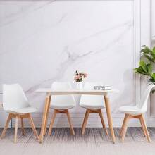 ALBATROS Esszimmerstühle 4er Set AARHUS, Weiss - Beine aus Buche Massiv-Holz, Skandinavisches Retro-Design, bequemer Schalenstuhl - Eleganter Küchenstuhl, Stuhl Esszimmer für Esstisch