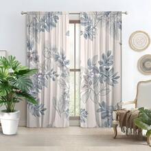 2 件套优雅蓝灰色调，叶子图案，现代简约，3D 数码印花，适用于客厅、卧室、书房，营造精致舒适的氛围 - 多色 - 查看 3