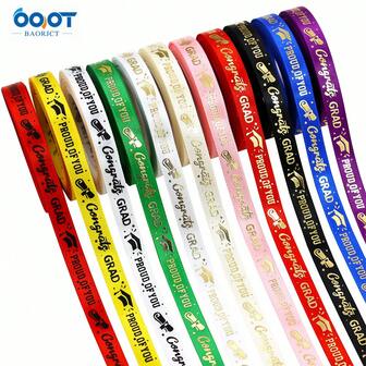 10mm 5 Yards/Lot Graduation Season Ribbon Stain Stripes,Hot Stamping Bow Cap Accessories Party Gift Wrap DIY Handmade