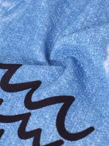 Mädchen Lässig Set aus einfarbigem T-Shirt und Hose mit Denim-Optik und Blumen-Muster, Frühling/Sommer Set