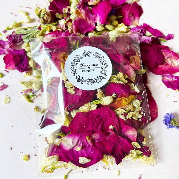 Pacote com 1 a 35 pétalas de rosa e jasmim preservadas e secas, ideal para decoração de interiores, celebrações, festas de aniversário, casamentos, fabricação de sabonetes, velas, fragrâncias e artesanato.