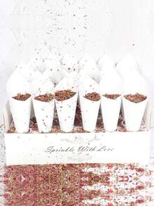 30个白色婚礼派对纸屑锥，含纸锥托，适用于新娘送礼会、婚礼装饰等。 - 白色 - 查看 3