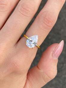 1 Stück 925 Sterling Silber Brillant 1/2/5 Karat Tropfenschliff Ring Verlobungsring Ehering für Frauen Versprechen Ring Ewigkeitsring Schmuckgeschenk
