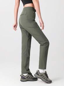 Pantalon cargo outdoor femme, pantalon de randonnée tactique léger avec 4 poches à fermeture éclair, convient pour les activités outdoor, la pêche, le camping, y compris la ceinture, vert