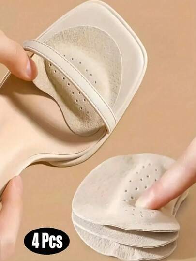 4pcs/2 Pairs Women's Forefoot Pads, High Heel Anti-Slip Foot Care Shoe Insoles, Self-Adhesive Foot Care Stickers, Suitable For Travel, Sports, Outdoor, Summer Cooling, Beach