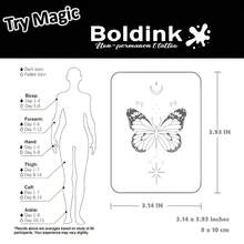 Boldink 蝴蝶和月亮临时纹身 | 女士手臂防水贴纸 | 哑光深色设计 | 持续 1-2 周 | 小众少女风格艺术贴花 - 黑色 - 查看 5