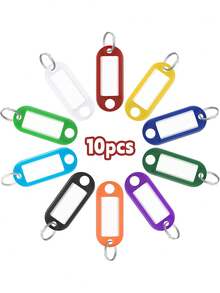 10 件钥匙标签、钥匙标签、10/20/30 包塑料钥匙标签，带环和标签窗口、钥匙链 ID 标签/姓名识别器、行李箱、包、背包、家居装饰