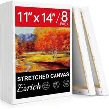 Canvas For Painting, 8 Pack Stretched Canvas 11x14, 5/8 In Profile Primed White Blank Canvases For Painting For Oil & Acrylic Paint.