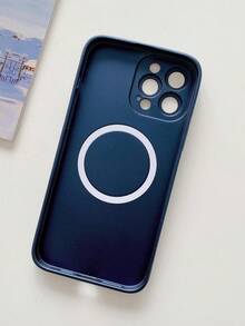 Navy Blue Metal Painted Magnetic Phone Case (With Magnetic Function, Electroplated Metal Paint Exterior, Metal Texture, Scratch Resistant) - Dark Blue - View 6