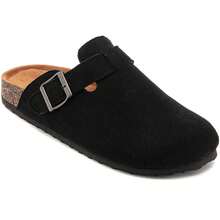 Open-Toe Comfortable Wooden Clogs With Adjustable Buckle And Ergonomic Insole - Black - View 2