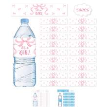 50 Pcs Waterbottle Labels For Gender Reveal Party