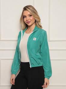 Women's Microfiber Cropped Jacket, Water Resistant And UV Protection - Versatility, Comfort And Style - Mint Green - View 4