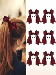6 Pièces Chouchous à nœud papillon Élastiques Soyeux Bandes de Cheveux Corde à Cheveux nœud de Cheveux Supports de Queue de Cheval Accessoires pour Filles