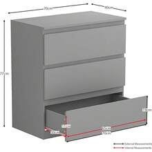 Denver Drawer Chests (Grey, 3 Drawer) - Grey - View 2