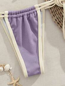 Plus Size Women European And American Style Bikini Set - Purple - View 4
