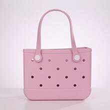 Miniso Classic Style Holes Handheld Bag - Casual Outings,An Eye-Catching Item For Everyday Travel, Lunch Bags For Girls Suitable Size Cute Bento Bags With Handle Beach Bag Waterproof - Black - View 6