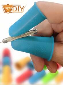 5/3pcs Silicone Finger Protectors, Finger Protectors, Finger Protectors For Hot Glue, Silicone Thimble, Hot Glue Finger Protectors, Fingers Tip Pads Grips For Money Counting Collating Writing Sorting Task Hot Glue And Sport Games (Color Sent Randomly) - Multicolor - View 4