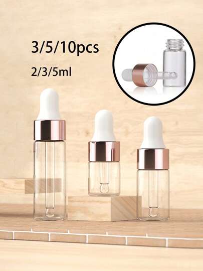 3/5/10 حبة، 2/3/5 مل قطارة زجاجية فارغة، حاوية موزع شفافة للمستحضرات التجميلية المصغرة، حاويات سفر تعبئة لمستحضرات التجميل، العطور، العناية بالبشرة ، المنكهات، الغسول، زجاجات قطارة قابلة لإعادة التعبئة، عينات السفر، زجاجات سائل شفاف فارغة مع قطارة زجاجية، أغطية وردية للعطور ومستحضرات التجميل للسفر، التعبئة، هدايا عشاق السفر