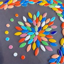 100g/200g Assorted Color Teardrop + Polka Dot Ceramic Mosaic Tiles, High-Temperature Ceramic Crafted Mosaic Material With Smooth Surface, For DIY Handicrafts, Mosaic Wall Art, Bathroom And Pool Decor