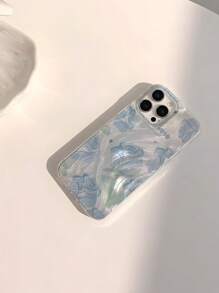 Funda de teléfono suave, a prueba de golpes y resbalones, con patrón de rosa azul claro brillante, resistente al agua, compatible con 16/16 Pro/16 Pro Max/16 Plus