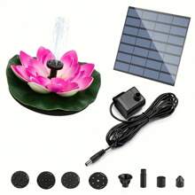 Solar Powered Lotus Fountain With 6 Interchangeable Nozzles - Vibrant Pink Lotus Design, Easy Installation, Multifunctional Bird Bath And Garden Pond Decor, Outdoor Decor, Solar Powered, Bird Bath, Suitable For Garden, Pond And Other Outdoor Areas