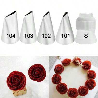 #101 #102 #103 #104 Piping Nozzle For Creating Rose Petal Shape Decorating Icing Tip Baking;Pastry Tools Bakeware