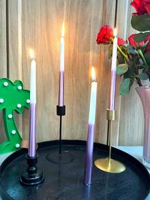 10 pulgadas, 4 piezas/caja, velas de tallo largo de estilo vintage para decoración de restaurantes, velas electrodepositadas de colores vibrantes para decoración navideña - Multicolor - Ver 6