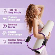 1 Peça Aro de Pilates Aprimorado, Aro Mágico de Pilates com Alças Acolchoadas Duplas, Adequado para Iniciantes Homens e Mulheres (O material da superfície é de espuma, pode ter marcas de compressão e arranhões durante o transporte, o que é normal)