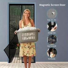 1 套磁性纱门，自密封重型免提网状隔断，可防止虫子进入，适合宠物和儿童 - 黑色 - 查看 8