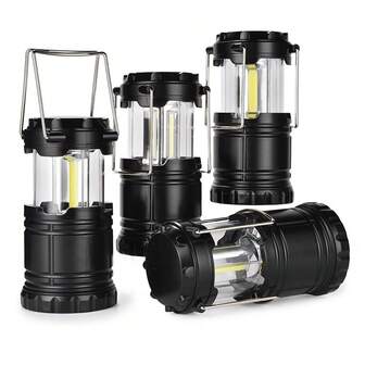 4 Packs LED Battery Operated Lights, Portable Survival Battery Powered Lamp, Camping Lantern, Suitable For Hurricane, Emergency, Storm, Outages, Outdoor Collapsible Lanterns, Outdoor Garden Lighting For Pathway, Yard, Patio