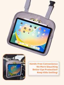 1 Pack Kids Car Backseat IPad Holder – Hands-Free Tablet Mount With Touchscreen Pockets For Healthy Viewing And Travel Entertainment - Multicolor - View 2